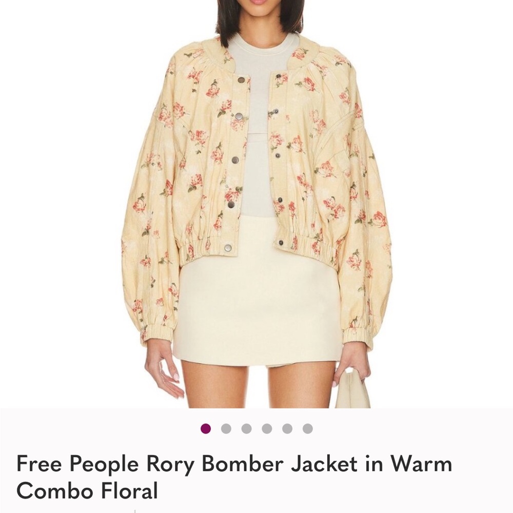 Free People Floral Bomber Jacket in Cream floral